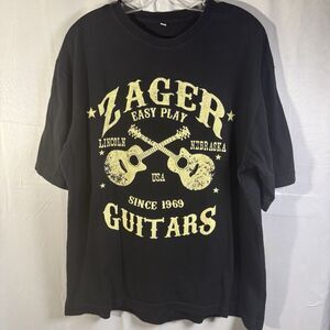 Zager Guitars Easy Play Graphic Tee Black Men’s XL Vintage-Style